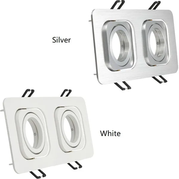Creamy White Brushed Silver Square Adjustable Led Spotlight Fittings photo-3