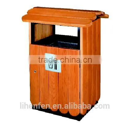 Plastic Wooden Stylish Hot Sale Outdoor Garbage Bin photo-5