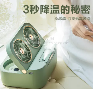 Dual Blade Spray Fan USB Desktop Air Conditioning Fan Wechat:13510231336 photo-2