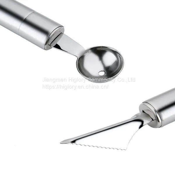 Stainless Steel Watermelon Slicer Fruit Knife Cutter and Ice Cream Digging Ballers Double Size Spoon photo-4