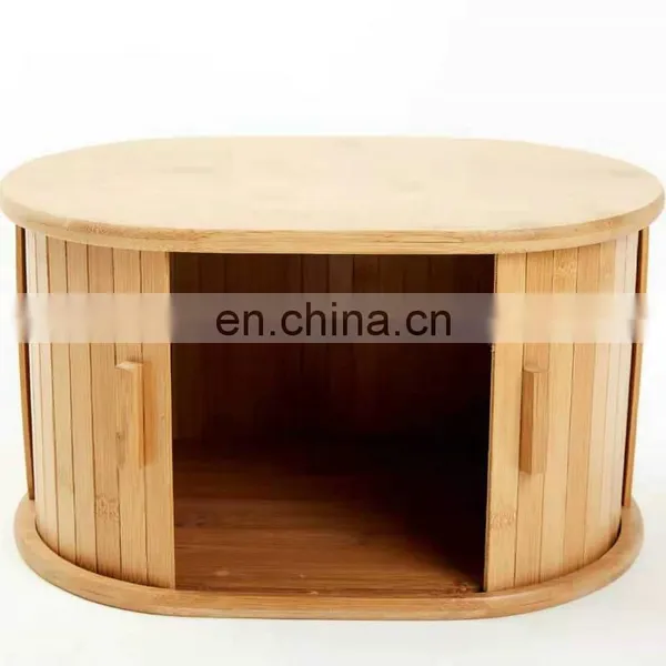 Creativity Design Eco-friendly Kitchen Dustproof Bamboo Bread Storage Bin Pantry Organizer Kitchen & Tabletop photo-2