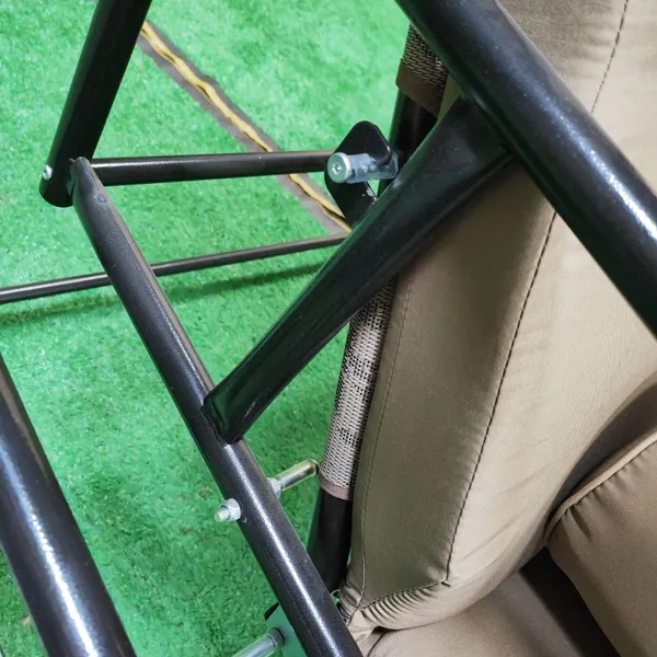 Indoor & Outdoor Furniture Modern 3-Seater Metal Frame Patio Swing Chair With Foldable Table & Padded Cushion Can Be Used As Bed photo-5