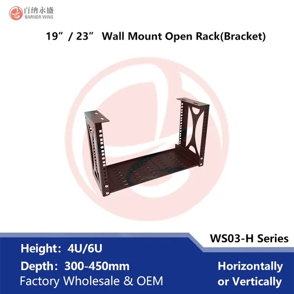 Factory OEM WS03-H 19inch or 24inch Wall Mount Open Frame Rack 4U/6U Bracket for Network Equipment photo-4