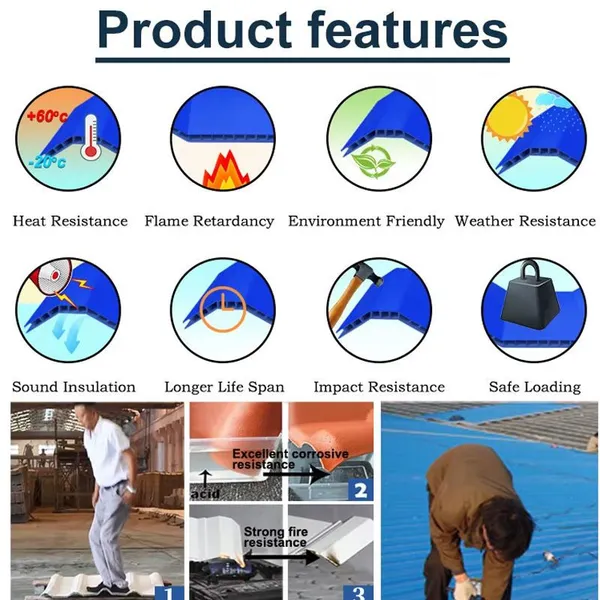 Rainproof Heat Insulation PVC Colonial Roof Tile PVC Plastic Roof Tile High Plant Factory Warehouse Rainproof UPVC Sheet photo-3