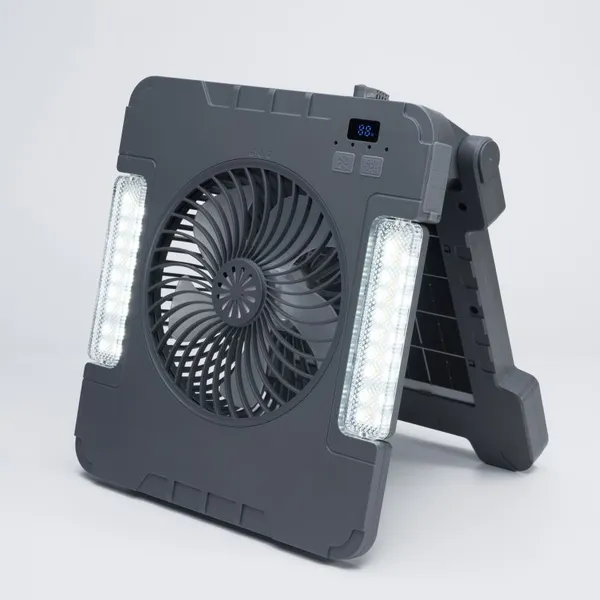 New Design Solar Flood Light Outdoor Camping Portable Lighting IP65 With Fan Rechargeable Garden Lights Outdoor photo-3