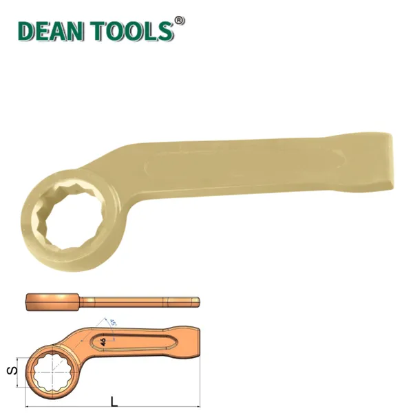 Non-Sparking Bent Striking Box Wrench,12 Point Slogging Ring Wrench,45-Degree Bent Box Wrench photo-3