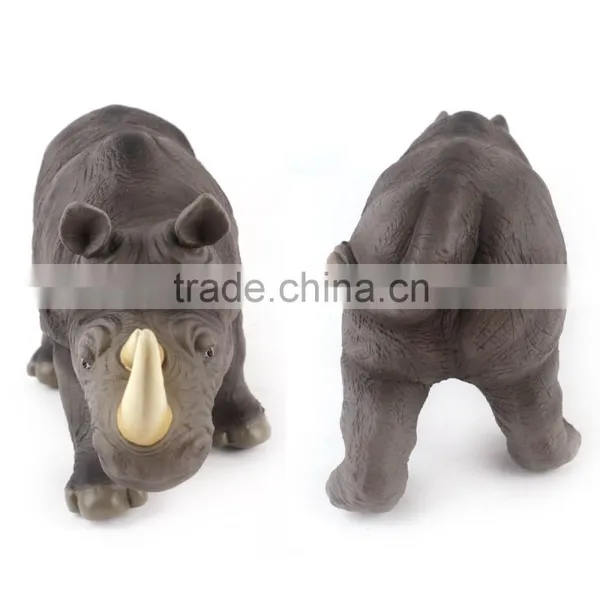 Hot Sell Cool Dinosaur Toys Vinyl 17'' Black Rhinoceros Toy For Children X012 photo-2