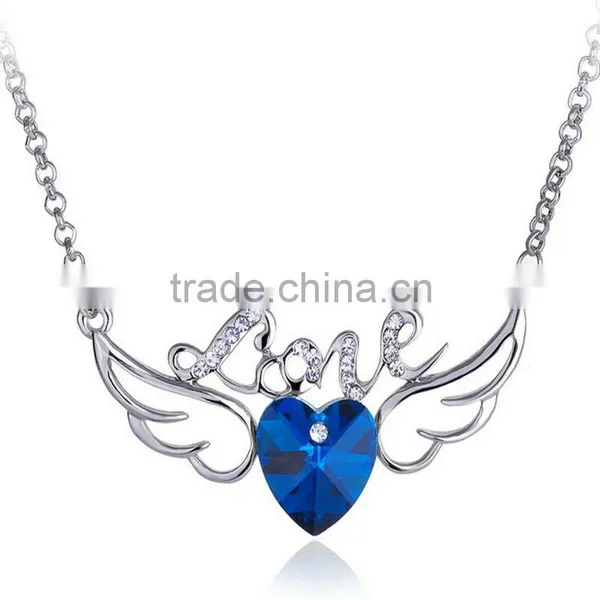 Fashion Simple Crystal Heart Pendant Silver Necklace Beautiful Women's Jewelry photo-2