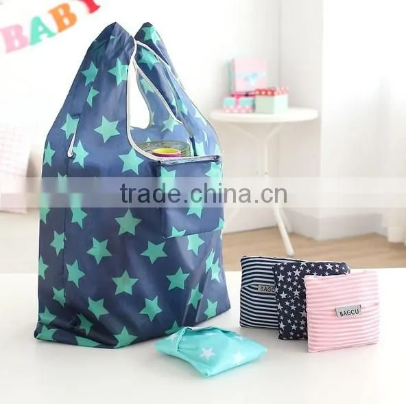 Striped Handbags Tote Environmental Folding Bags Shopping Bag
