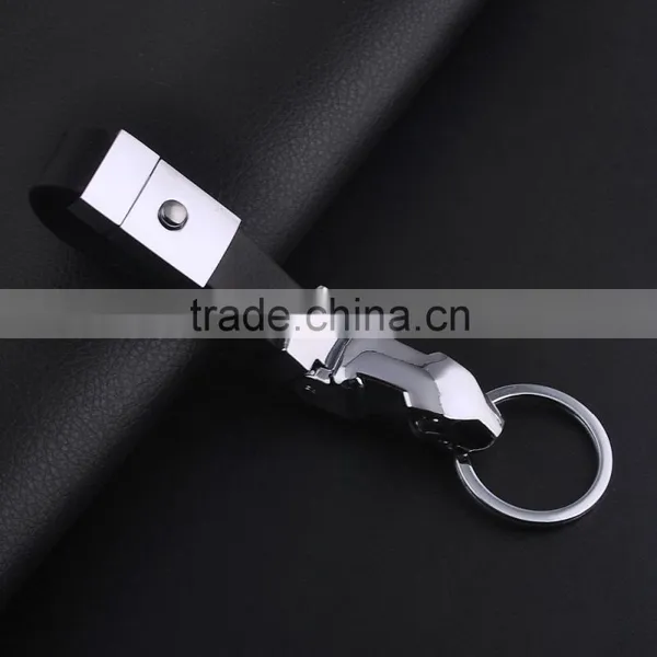 Latest Leather Key Ring Holiday Gifts Leopard Jaguar Head Car Keychain photo-3