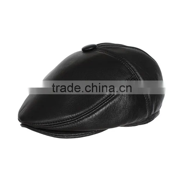 Genuine Leather Black Size Fitted Ivy Caps for Wholesale photo-3