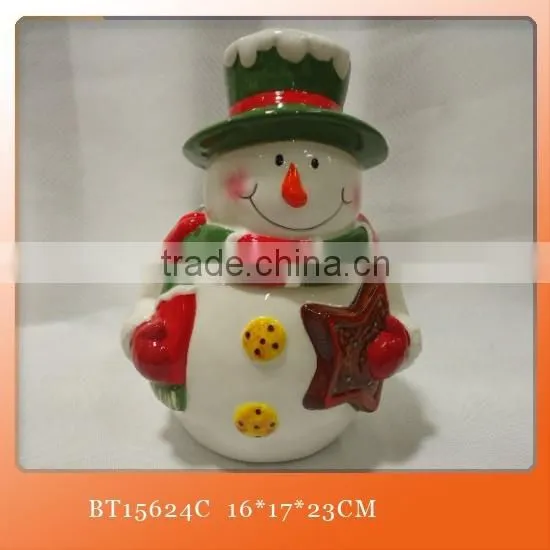Christmas Gift Santa Shape Food Storage Ceramic Cookie Jar photo-3