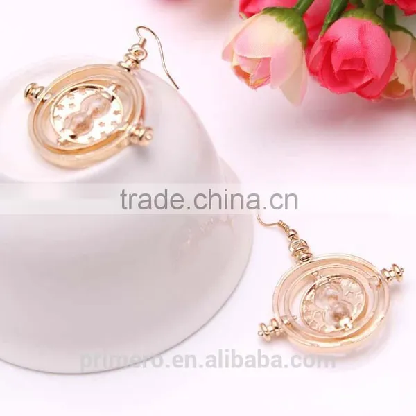 Hot Sale Drop 18K Gold Plating Time Turner Design Hourglass Dangle Earrings photo-3