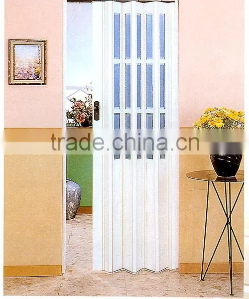 PVC Folding Door, Plastic Accordion Door ,sliding Door Decorating of Symphony White Glass photo-2