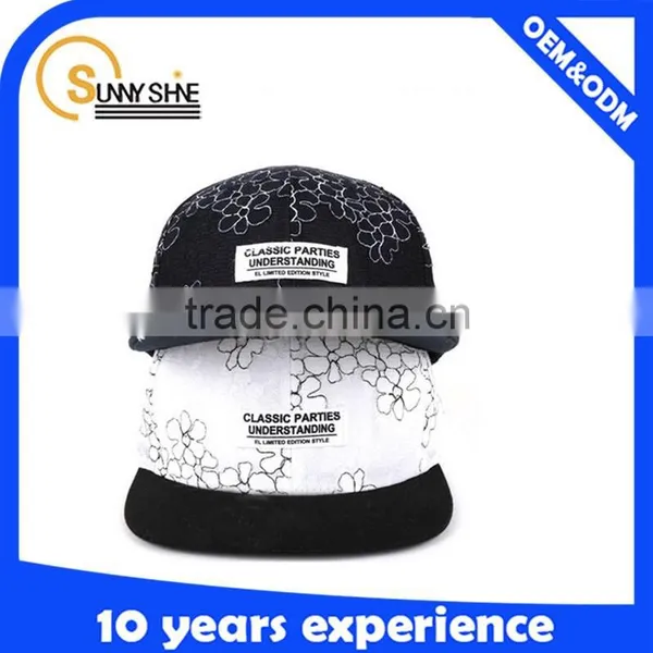 Plain Snapback Cap Wovenlabel Logo Flower Printing Snapback photo-2