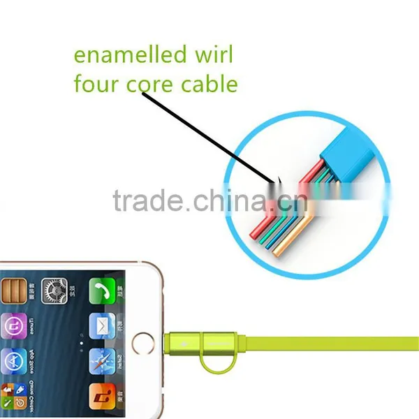 2 In1 Flat Noodle Usb Cable for Iphone & Samsung or Other Smart Phone photo-2