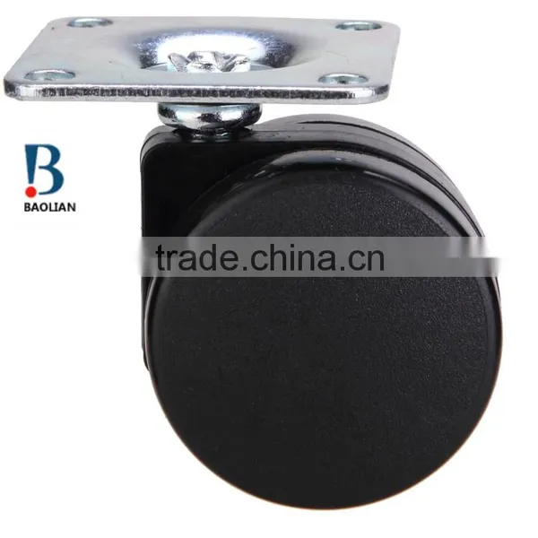 2016 Shenzhen Hot-sale 2 Inches Black Nylon Plate Swivel Plastic Furniture Caster Double Wheels for Suitcase photo-5
