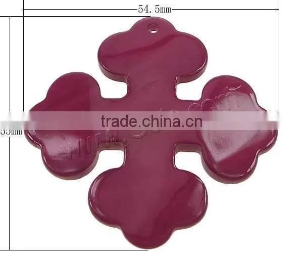 Fuchsia Cross Natural Freshwater Shell Pendants