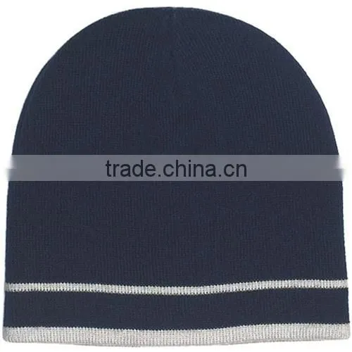 Customizable Men's Knit Beanie With Double Stripes photo-3