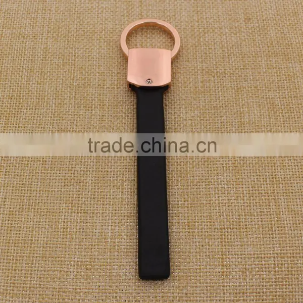 Custom Concise Gold Leather Keychain/blank Rose Gold Key Chain Leather Supplier's Choice photo-4