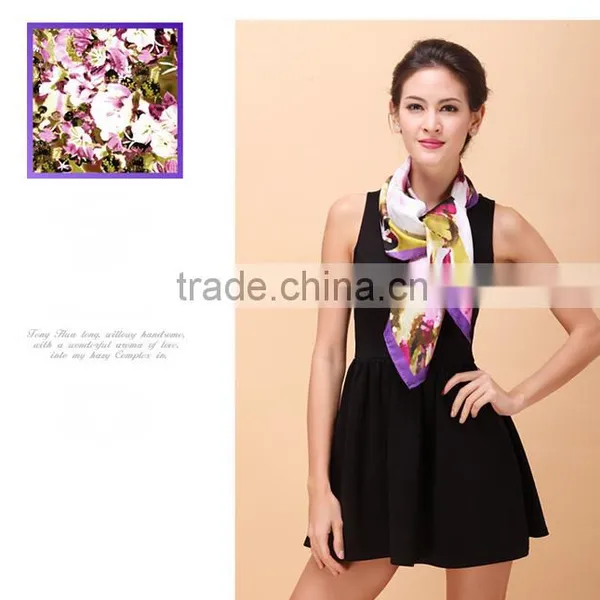 No Moq 100% Silk 12mm Twill 88*88cm Screen Printing Scarf photo-3