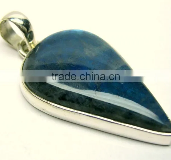 Labradorite Pear Cabochon Natural Gemstone Pendant, 925 Solid Sterling Silver Pendants, Designer Bezel Pendant photo-4