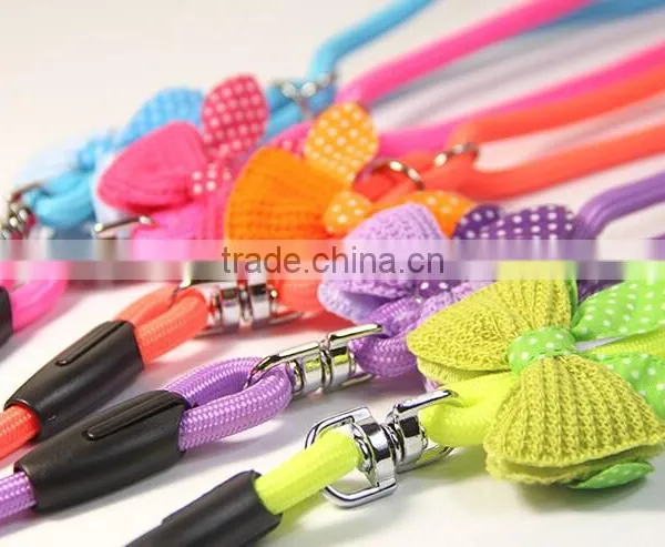 MegiPet Hot Pink Pet Dog Collar Suede Leather Leash Bowknot Adjustable Puppy Cat photo-6