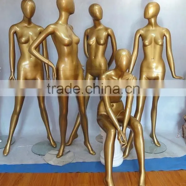 Modern Fashion Garment Store Gold Female Jointed Mannequin For Sale