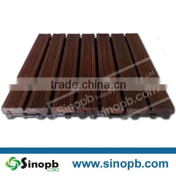 Garden Solid Wood Flooring With Plastic Base, Pine DIY Deck Tile photo-2