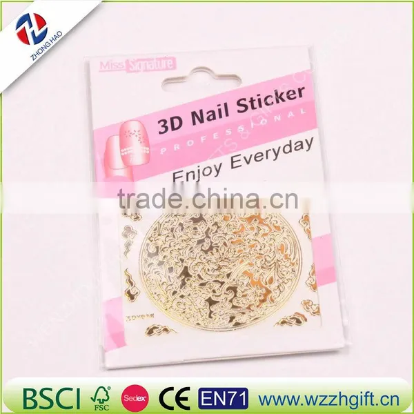 New Gold 3D Nail Stickers,Metallic Mix Designs Flowers Nail Decal,Beauty Creative Nail Art Decoration photo-3