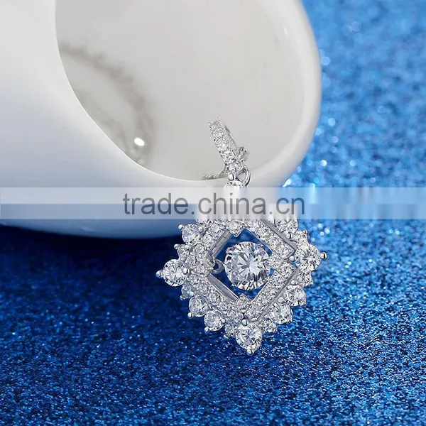 925 Sterling Silver Dancing Stone Pendant Necklace SPG912W photo-6