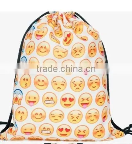 Fashion Cute emoji cheap folding mini canvas girls travel backpacks