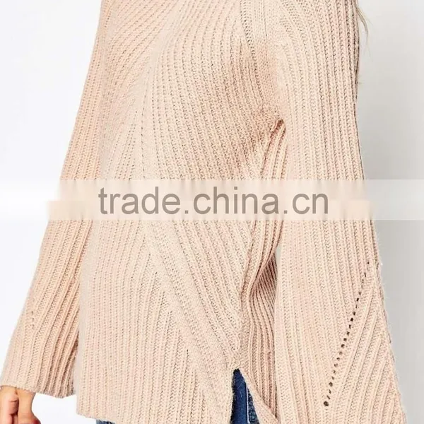 Puff Sleeve Wool High Neck Chunky Sweater Designs for Women photo-4