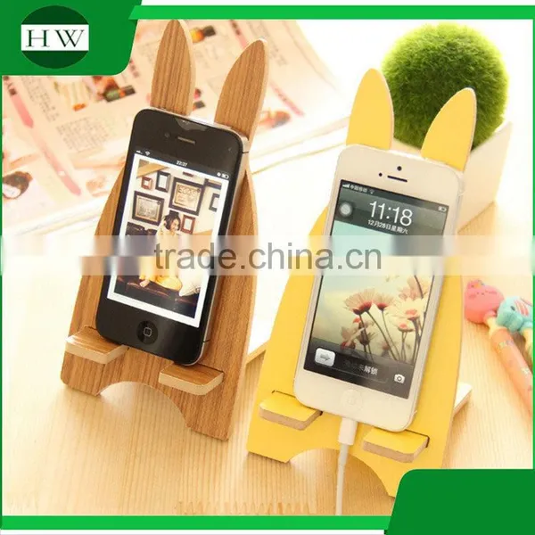 Wooden Cartoon Rabit Portable Desktop Cell Mobile Phone Bracket Stand Support Holder photo-3