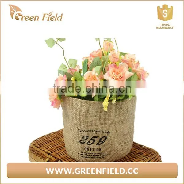 Jute Planter Bag, Small Foldable Flower Jute Grow Bag Planter photo-3