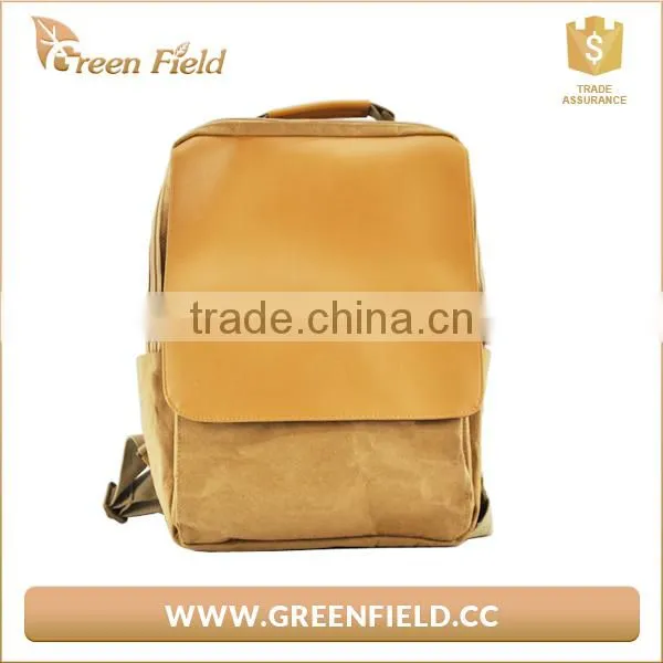 Washable Kraft Paper Comfortable Backpack Hot Sell Brown Kraft Paper High School Backpack photo-2