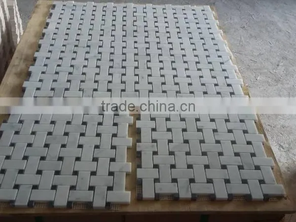 Basketweave Mosaic Tiles Bianco Carrara Mosaic Tile Carrara Marble Mosaic photo-3