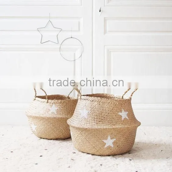 Natural Small Folding Seagrass Basket, Panier Basket photo-4
