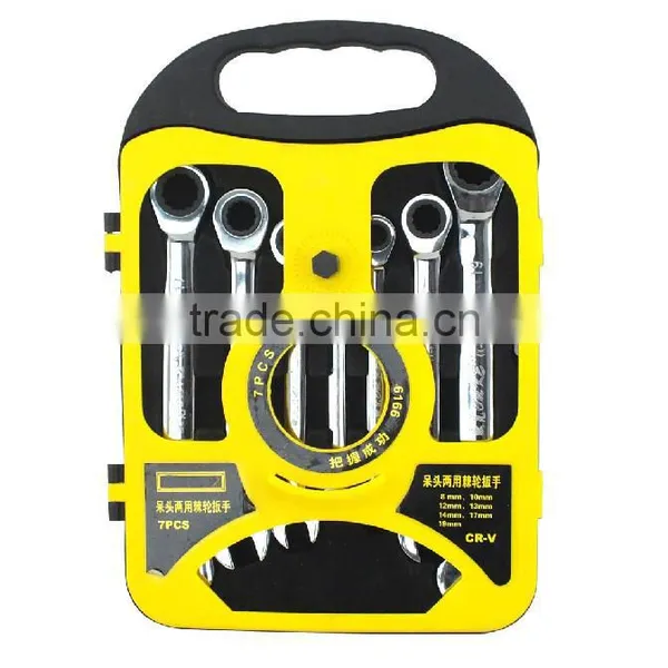 7PCS/set Chrome Vanadium Ratchet Wrench Set, Spanner Set CRV Grear Wrench photo-2