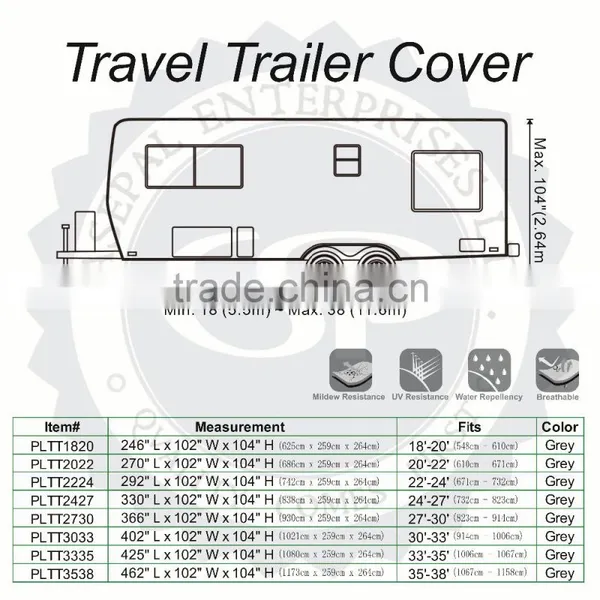 Waterproof 3 Layers Nonwoven Fabric Travel Trailer Caravan Motorhome RV Cover photo-2