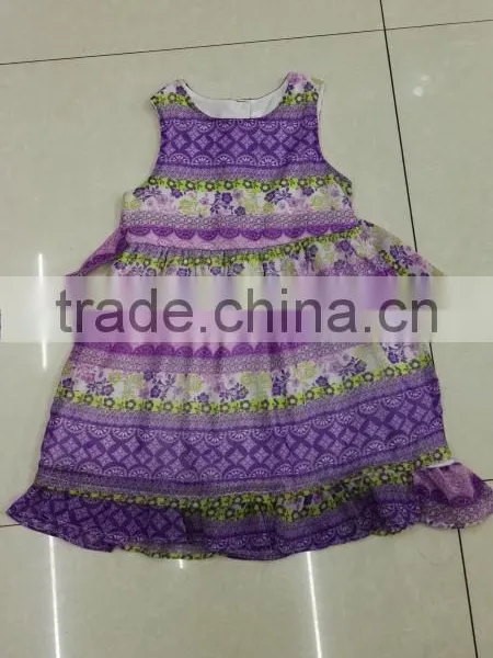 Yiwu Stocks Lots Girl's Colorful Fashion Printed Dress photo-2