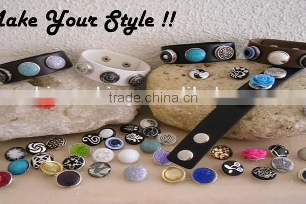 2016 New Design Snap Button Bangle Gold Plating Snap Button Cuff Bangle Small Red Stone Beads Twist Bangle photo-3