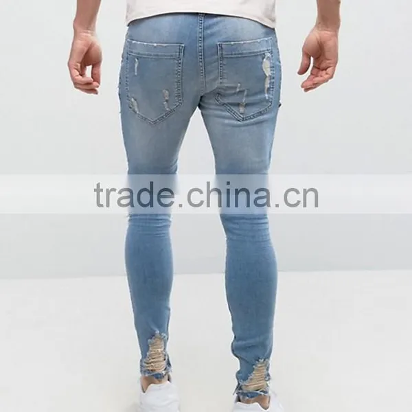 2017China Factory Skinny 95% Cotton 5% Spandex Fashion Distressed Ripped Jeans photo-3