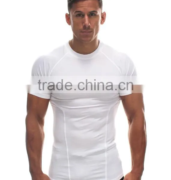 Muscle Tee Shirts Stretch Cotton t Shirt Plain Blank T-shirt photo-5