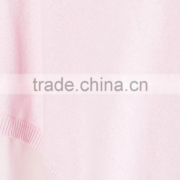 Pure Cashmere Knitted Girls Poncho Sweater With Silk Fringe photo-4