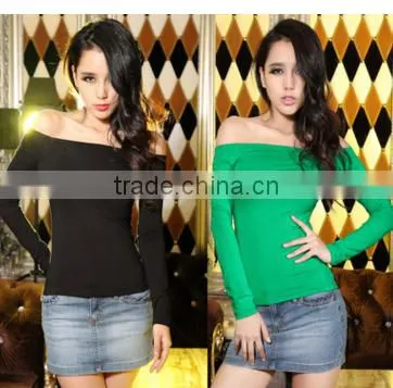 F20035B Lady Sexy Tight t Shirt Long Sleeve Women Shirt