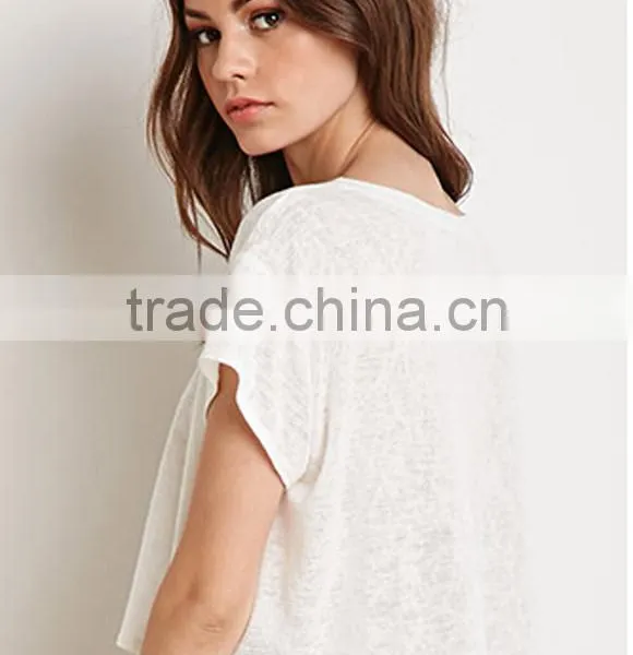 2015 Hot Sale Women Wear Knit Crop Top Loose Top photo-3