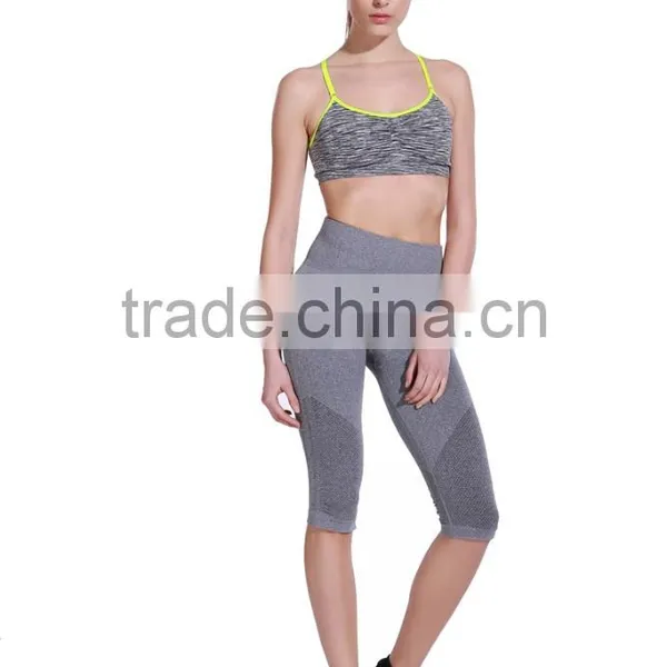 Seamless Women's Fitness Yoga Pants Sport Bra Sets , High Waist Fitness Pant Bra Set