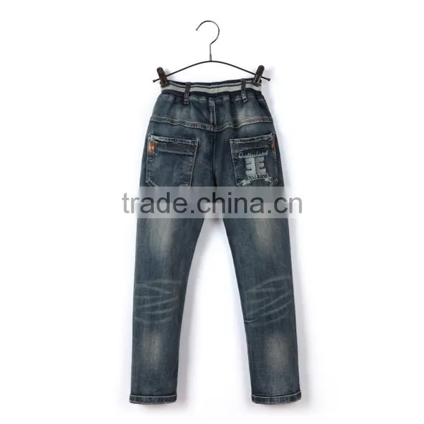 Top Quality Embroidery Patch Coin Pocket Fashion Classic Blue Pants Kid Jean Trousers photo-2