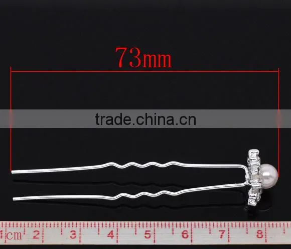 Wholesale 2-7/8" Rhinestone Flower Charm Wedding Hairpins photo-2